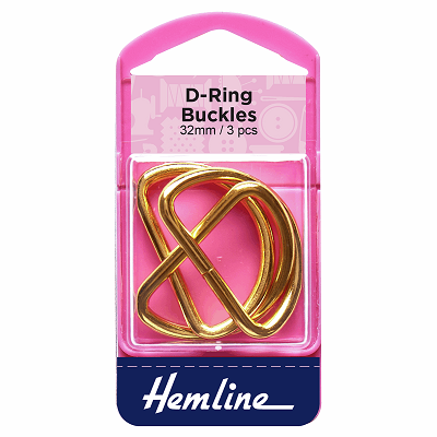 H462G.32 D Rings: 32mm: Gold: 3 Pieces 